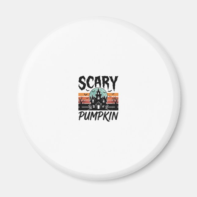 Skrämmande Pumpa Vintage Spökhus Halloween Desi Magnet (Framsidan)