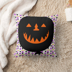 Skrämmande pumpaballong Geometrisk Halloween Kudde