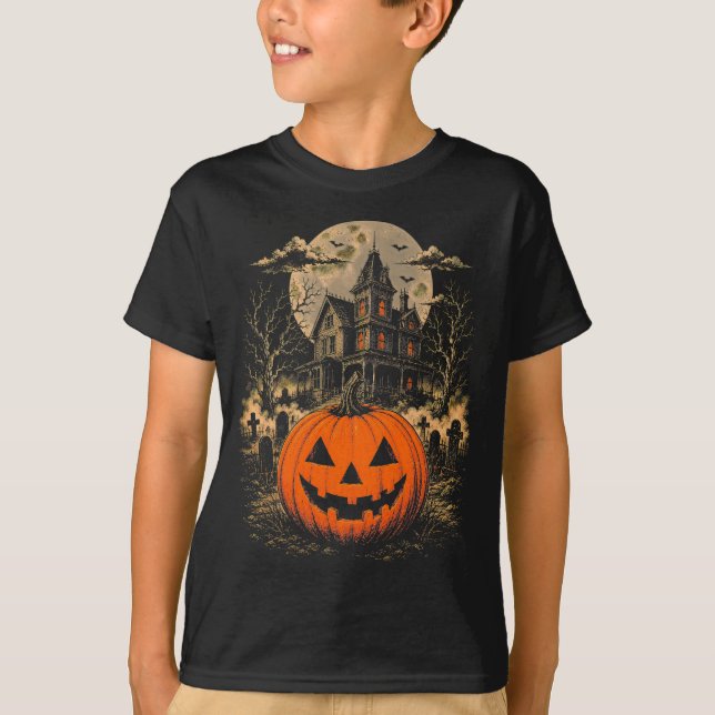 Skrämmande pumpahus t shirt (Framsida)