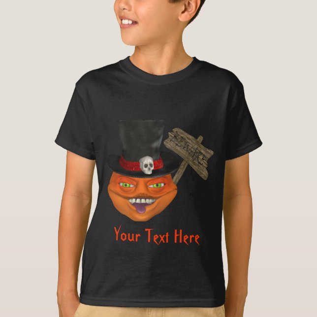 Skrämmande pumpahuvud Halloween-personlig T-shirt (Framsida)