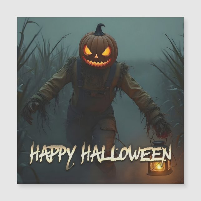Skrämmande Pumpahuvud Halloween Scen (Framsida)