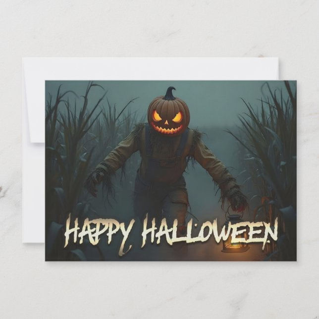 Skrämmande Pumpahuvud Halloween Scen (Framsida)
