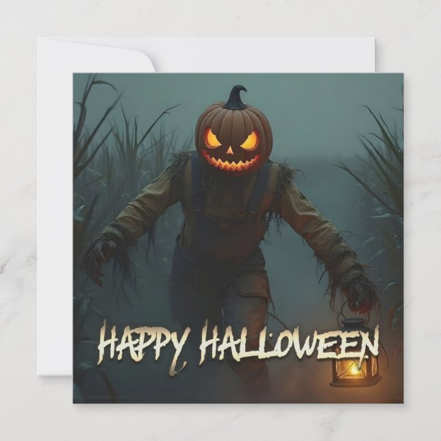 Skrämmande Pumpahuvud Halloween Scen (Framsida)