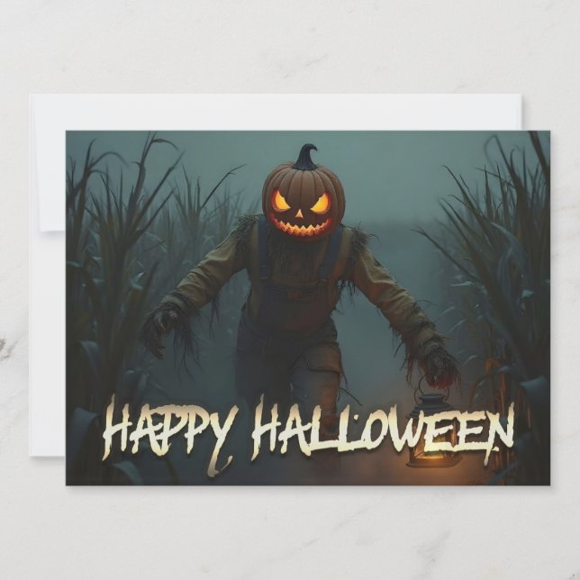 Skrämmande Pumpahuvud Halloween Scen (Framsida)