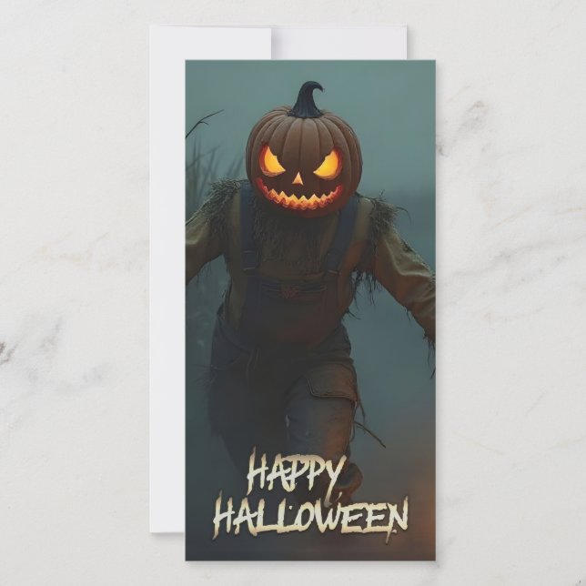 Skrämmande Pumpahuvud Halloween Scen (Framsida)