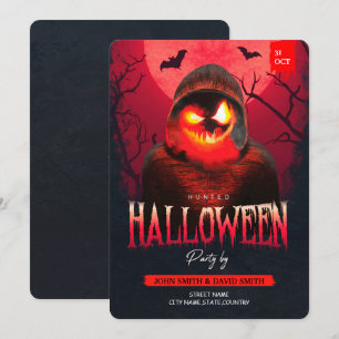 Skrämmande pumpamannajakt på vuxen Halloween-fest Inbjudningar