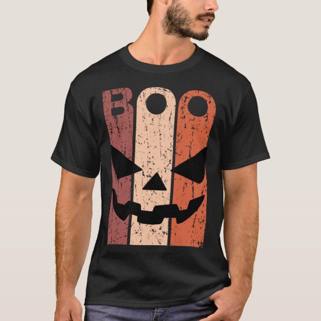 Skrämmande pumpamask Halloween-kostym med monster  T Shirt (Framsida)