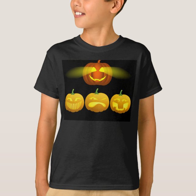 Skrämmande pumpor Halloween. T Shirt (Framsida)