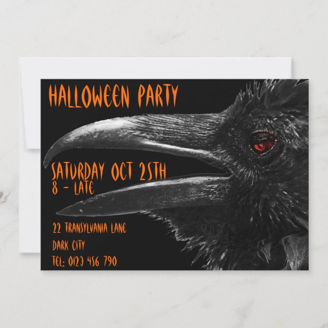 skrämmande raven halloween-inbjudan inbjudningar (Framsida)