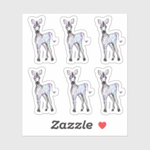 Skrämmande regnbågsebra klistermärken