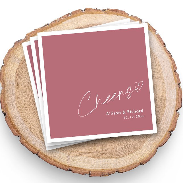 Skrämmande Ro Guld! White Cheers & Heart Bröllop Pappersservett (Cheers Rose Gold Wedding Napkins - Customizable )