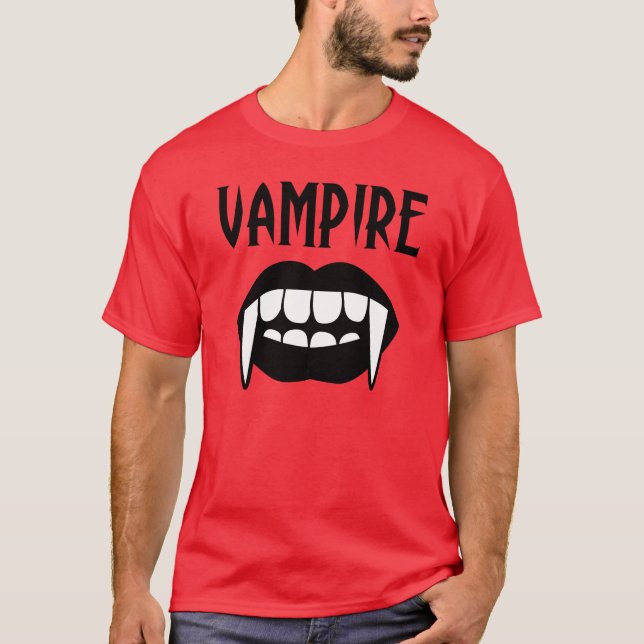 Skrämmande röd vampyr Halloween  Tee Shirt (Framsida)