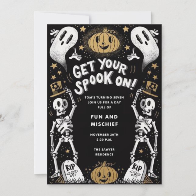 Skrämmande rolig Halloweenfest-inbjudan Inbjudningar (Framsida)