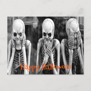 Skrämmande roliga skelett Halloween vykort