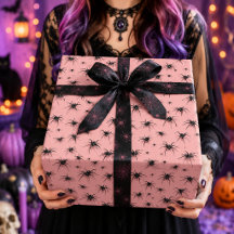 Skrämmande Rosa Svart Spindel Halloween Mönster