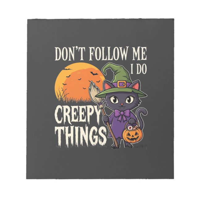 Skrämmande saker Halloween Katt Häxa Design_1 Anteckningsblock (Framsida)
