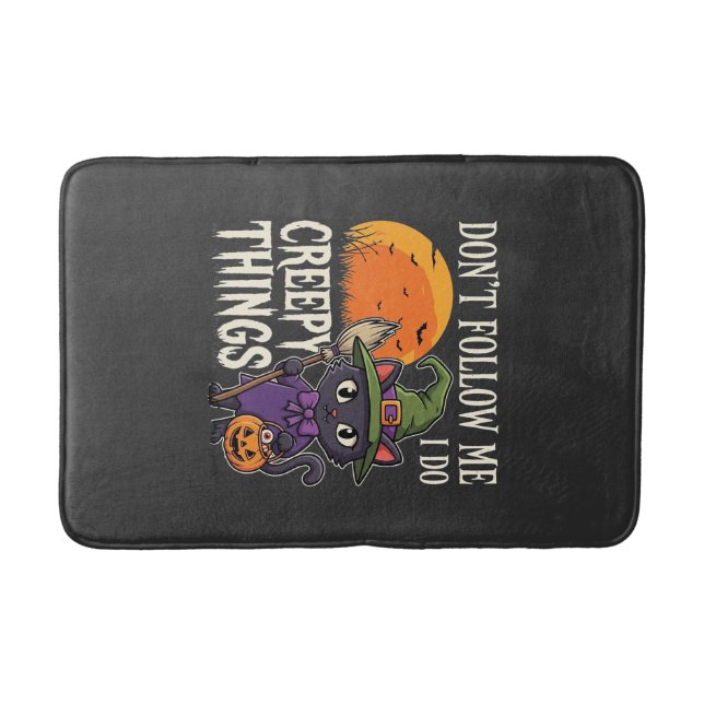 Skrämmande saker Halloween Katt Häxa Design_1 Badrumsmatta (Framsidan)