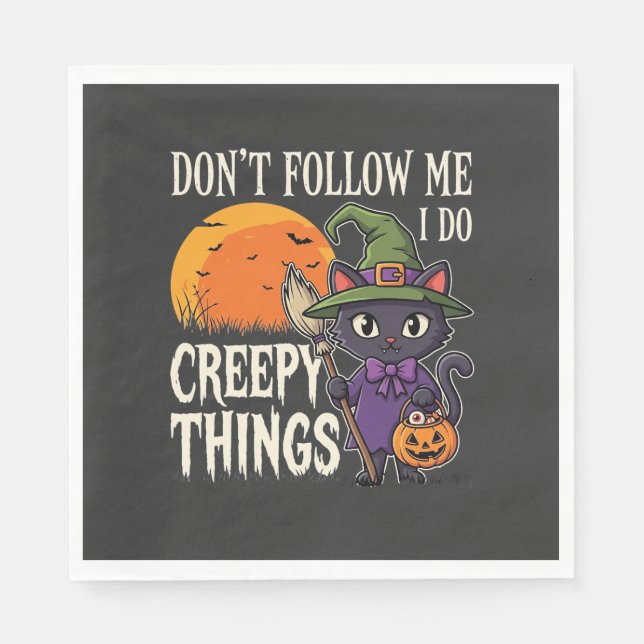 Skrämmande saker Halloween Katt Häxa Design_1 Pappersservett (Framsidan)