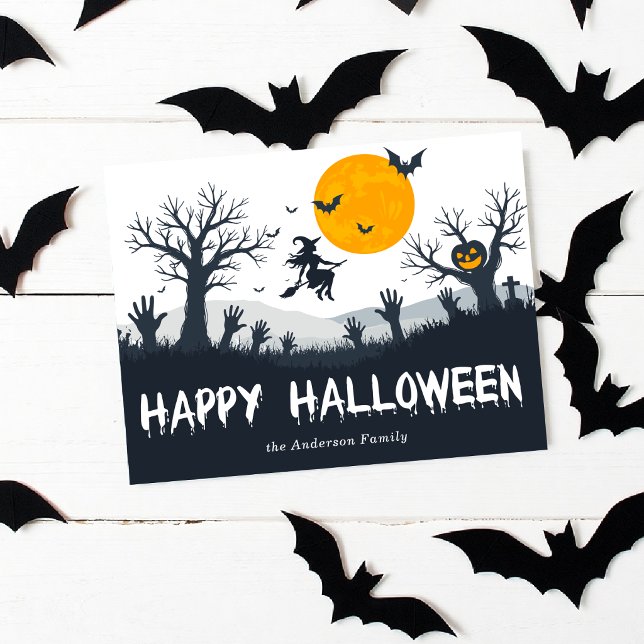 Skrämmande säsong God Halloween Häxa Fladdermöss P Vykort (Skapare uppladdad)