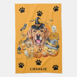 Skrämmande säsong Golden Retriever Halloween Anpas Kökshandduk
