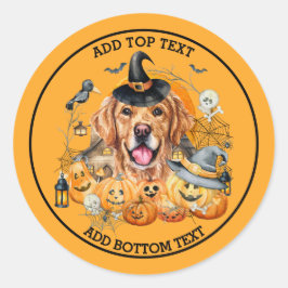 Skrämmande säsong Golden Retriever Halloween Anpas Runt Klistermärke
