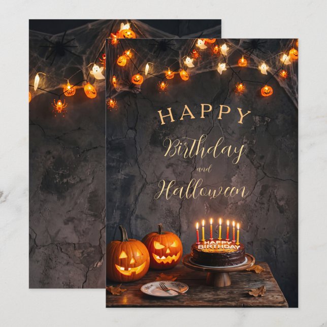 Skrämmande säsong Halloween födelsedagsglöd Julkort (Fram/baksida)