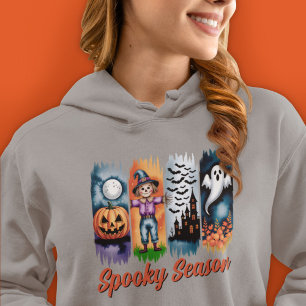 Skrämmande säsong Halloween höst höst penseldrag T Shirt