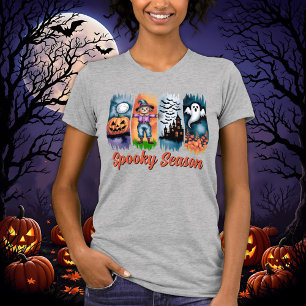 Skrämmande säsong Halloween Höst Höst Penseldrag T Shirt