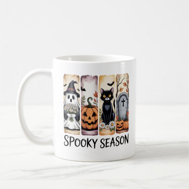Skrämmande säsong Halloween-konst Kaffemugg (Vänster)
