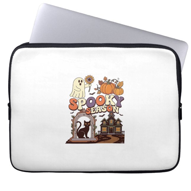 Skrämmande säsong Halloween Spöke Pumpa Svart katt Laptop Fodral (Framsidan)