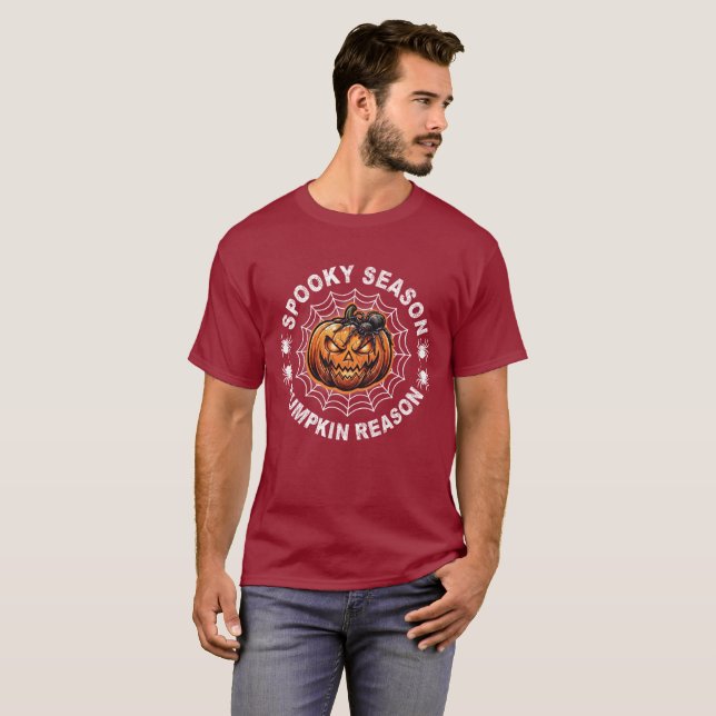 Skrämmande säsong Pumpa Förnuft Halloween T-Shirt  (Hel framsida)