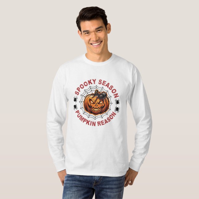 Skrämmande säsong Pumpa Orsak Långärmad T-Shirt F (Hel framsida)