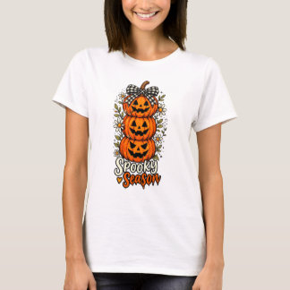 Skrämmande säsong Pumpastapel Halloween T Shirt