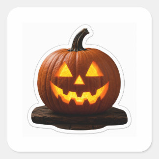 Skrämmande säsong Realistisk Jack-o'-lantern Fyrkantigt Klistermärke
