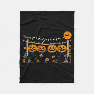 Skrämmande säsong Retro Halloween Svart katt Pumpa Fleecefilt