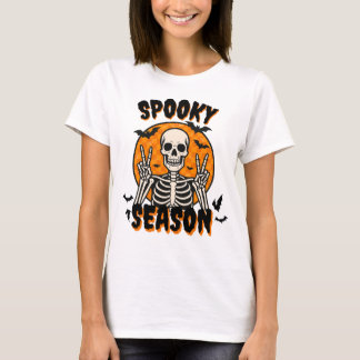 Skrämmande säsong, rolig Halloween-dödskalle T Shirt