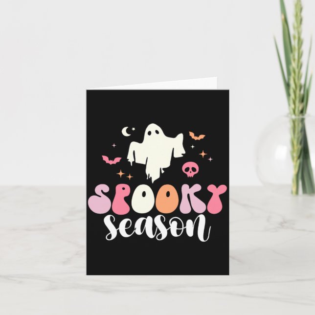 Skrämmande säsong Rollig spöklik Halloween-kostym Kort (Framsida)