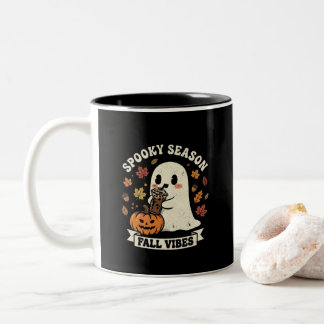 Skrämmande säsong Söt Ghost Kaffe Mugg, Halloween Två-Tonad Mugg