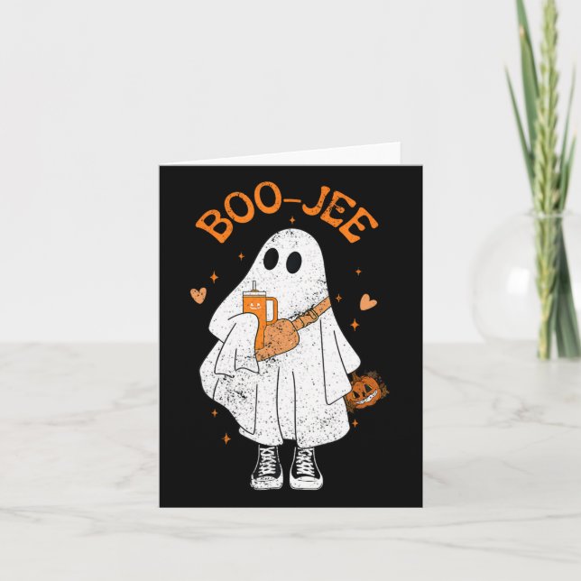 Skrämmande säsong Söt spöke Halloween Boujee Boo J Kort (Framsida)