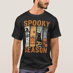 Skrämmande säsong � Söt spöke, svart katt, pumpa & T Shirt