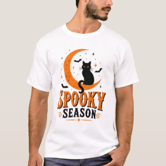 Skrämmande säsong Svart Katt Halloween T-Shirt