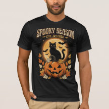 Skrämmande säsong Svart katt Halloween T-shirt – V