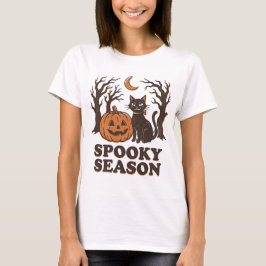 Skrämmande säsong Svart Katt Pumpa Vintage Hallowe T Shirt
