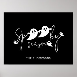 Skrämmande säsong svart och vit spöken Halloween Poster