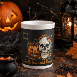 Skrämmande säsongens dödskallepumpa Halloween Benporslin Mugg