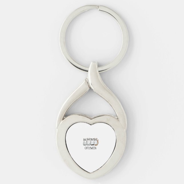 Skrämmande säsongs-tanktop twisted heart silverfärgad nyckelring (Framsidan)