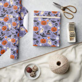 Skrämmande säsongsbetonad lavendel Halloween-mönst Presentpapper