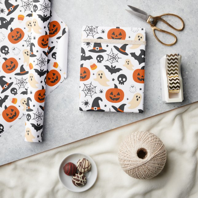 Skrämmande säsongsbetonat Halloween-mönster Presentpapper (Hantverk)