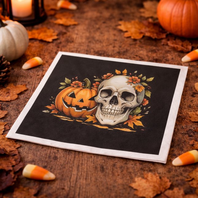 Skrämmande säsongssked och pumpa Halloween-fest Pappersservett (Skapare uppladdad)