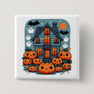Skrämmande säsongsstämning Halloween-pumpor Anpass Knapp
